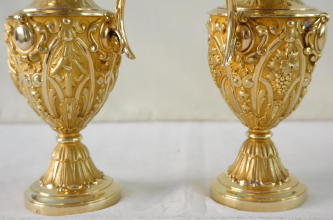 Antique solid silver gilt Baroque French Cruets